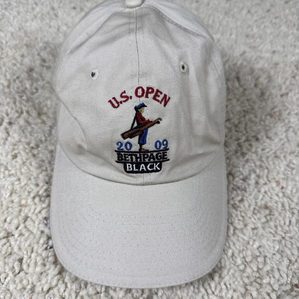U.S. Open Golf Hat Cap USGA 2009 Bethpage Black Adjustable Beige Baseball Men's